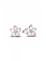 Cherry blossom sterling silver stud earrings with shaded pink enamel