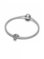 Family tree sterling silver charm with fancy pink cubic zirconia and fuchsia rose crystal