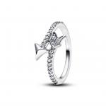 Arrow sterling silver ring with clear cubic zirconia