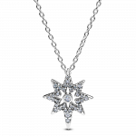 North star sterling silver pendant necklace with clear cubic zirconia