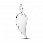 Engravable angel wing sterling silver pendant