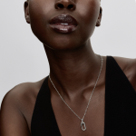 Sterling silver openable link pendant necklace with clear cubic zirconia