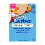 Каша Gerber овсяно-чечевичная с яблоком и персиком 12м+