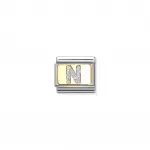 Composable Classic GLITTER LETTER steel, enamel and 18k gold (N)