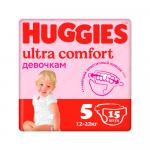 Подгузники Huggies Ultra Comfort для девочек размер 5 12-22 кг 15 шт