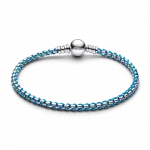 Braided sterling silver box chain bracelet with turquoise textile cord