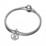 Подвеска из стерлингового серебра с разрезным сердцем и прозрачным кубическим цирконием