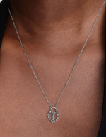 Heart padlock sterling silver pendant necklace with clear cubic zirconia