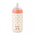 Бутылочка стеклянная Suavinex Birdies розовая 240мл