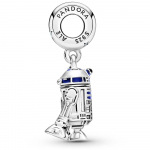 Шарм-подвеска Star Wars R2D2 с фантазийным голубым кубическим цирконием, синей, красной и черной эмалью