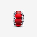 Christmas motives sterling silver charm with red Murano glass and golden foil