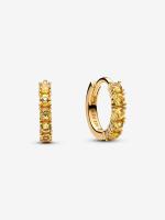 14k gold-plated huggie earrings with vibrant yellow crystal