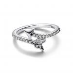 Arrow sterling silver ring with clear cubic zirconia