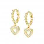 LOVECLOUD earrings in 925 sterling silver and CIRCLE cz (008_Yellow Gold Heart)