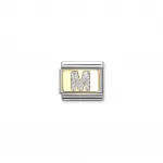 Composable Classic GLITTER LETTER steel, enamel and 18k gold (M)