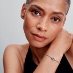 Snake chain sterling silver bracelet with north star clasp and clear cubic zirconia