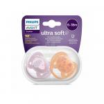 Пустышка Philips Avent Ultra Soft Deco силиконовая BPA-Free 6-18м+ 2 шт