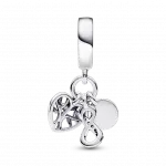 Infinity, disc and heart sterling silver dangle with clear cubic zirconia