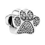 Paw silver charm with cubic zirconia