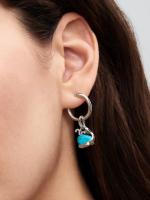Whale sterling silver dangle with clear cubic zirconia, imitation turquoise and black enamel