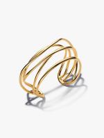 Organically wired 14k gold-plated open bangle