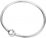 Snake chain silver bracelet with round clasp