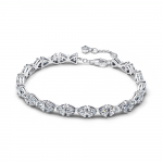 Bow sterling silver bracelet with clear cubic zirconia