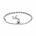 Браслет из стерлингового серебра с родиевым покрытием, кристаллом лунно-голубого цвета и прозрачным кубическим цирконием