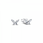 Butterfly sterling silver stud earrings with clear cubic zirconia