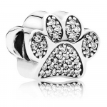 Paw silver charm with cubic zirconia