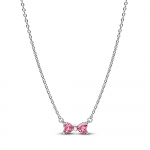 Bow sterling silver collier with fancy pink and clear cubic zirconia