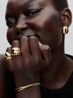 Rippled 14k gold-plated ring