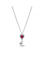 Heart key sterling silver collier with cherries jubilee red crystal and clear cubic zirconia