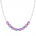 SYMBIOSI necklace in 925 sterling silver and BICOLOR stones (028_PINK-PURPLE fin, Silver)