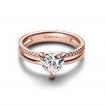 Heart 14k rose gold-plated ring with clear cubic zirconia