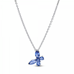 Butterfly sterling silver collier with cornflower blue crystal and clear cubic zirconia
