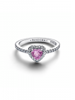 Heart sterling silver ring with light purple crystal and clear cubic zirconia