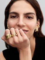 Rippled 14k gold-plated ring