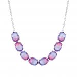 SYMBIOSI necklace in 925 sterling silver and BICOLOR stones (LARGE) (028_PINK-PURPLE fin, Silver)