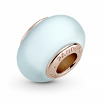 14k Rose gold-plated charm with frosted blue Murano glass