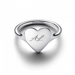 Engravable heart sterling silver ring