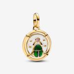 Позолоченный медальон Scarab с розовым кубическим цирконием, мерцающей белой, синей и зеленой эмалью