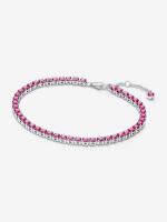 Sterling silver tennis bracelet with dark phlox pink crystal