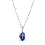 Sterling silver collier with princess blue crystal and clear cubic zirconia