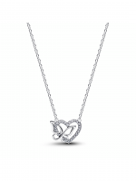 Heart and butterfly sterling silver collier with clear cubic zirconia