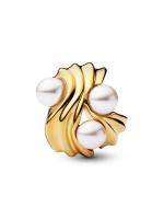 14k gold-plated charm with white lacquered artificial pearl