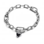 Winged heart sterling silver mini dangle with black crystal