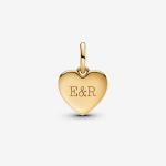 Engravable love heart 14k gold-plated dangle with clear cubic zirconia