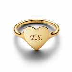Engravable heart 14k gold-plated ring