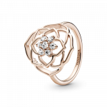 Кольцо PANDORA Rose с цветком розы и прозрачным кубическим цирконием